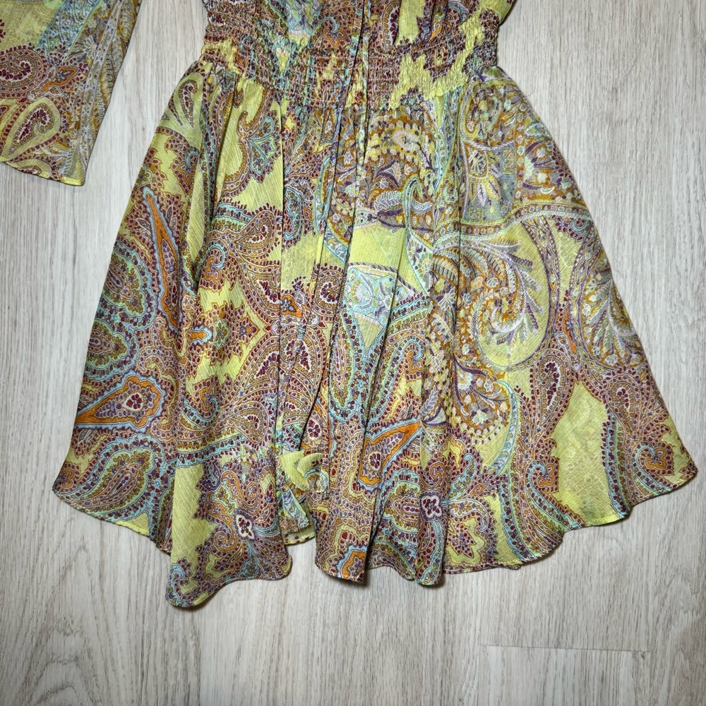 💛MISA Los Angeles💛Pamela Paisley Off Shoulder Long Sleeve Mini Dress - Picture 10 of 16